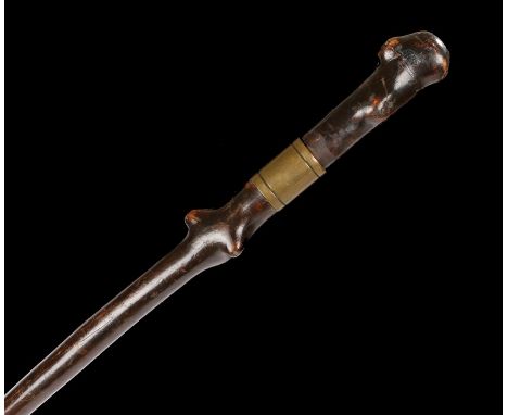 19th century blackthorn walking stick, with concealed dagger to the handle, 78cm long