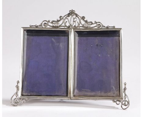 Victorian silver frame, Birmingham 1896, maker HIM, with pierced crown pediment commemorating Queen Victoria's 60th Anniversa