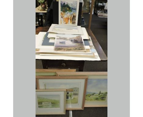 R. Brooker, 20th century, a large collection of framed and unframed watercolours, largest 45 x 35cm