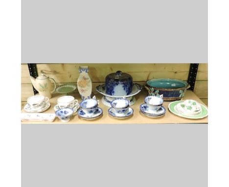 A 19th century game pie dish, 31cm, together with a blue and white cheese dome, Susie Cooper coffee pot, Royal Worcester brea