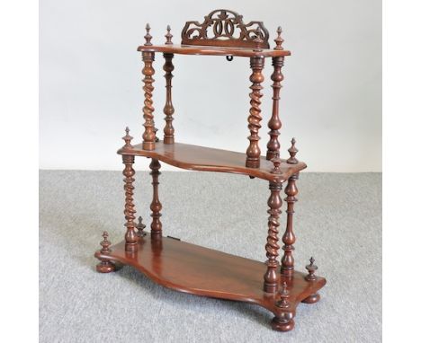 A Victorian mahogany three tier wall shelf, 55cm