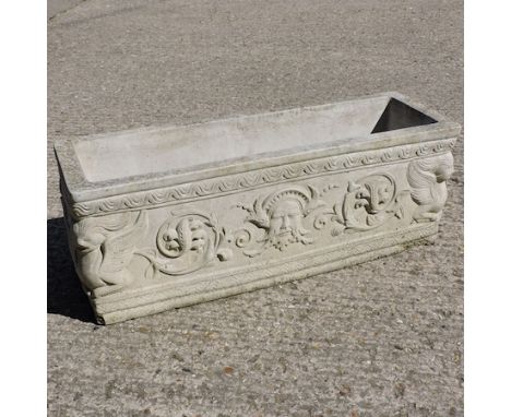 A reconstituted stone rectangular planter, 71cm