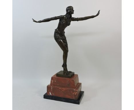 An Art Deco style bronze figure of a lady, 48cm tall