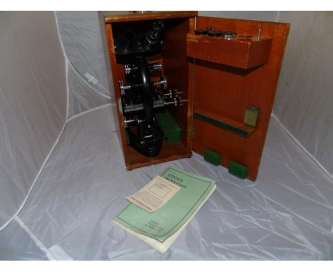 MICROSCOPE BY COOKE &amp; TROUGHTON &amp; SIMMS MAHOGANY CASE WITH MANUAL &amp; ACCESSORIES EST [£80-£120]