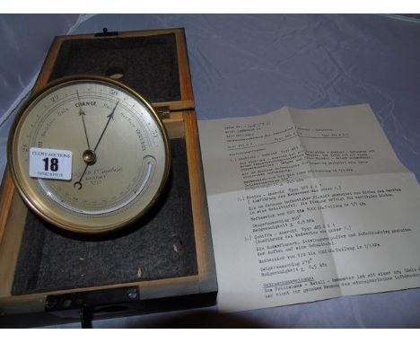 BRASS CASED ANEROID BAROMETER MADE BY NEGRETTI &amp; ZAMBRA LONDON IN A GERMAN MILITARY BOX EST [£60-£80]