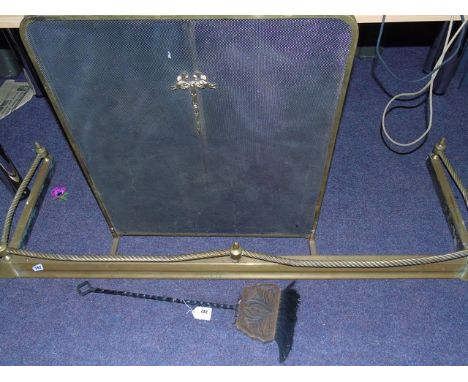 BRASS FENDER ,FIRE SCREEN &amp; EDWARDIAN CARVED BRUSH EST[£25-£50]