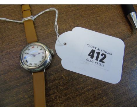 ROLEX LADIES LONDON IMPORTED SILVER MARK 1914/15 WORKING ORDER WRISTWATCH (DAMAGE TO ENAMEL BETWEEN 4/5 &amp; 10/11 ON FACE) 