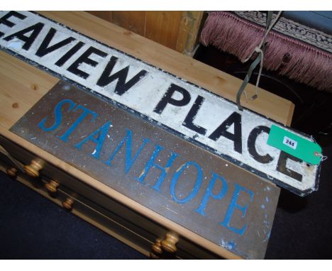 CAST IRON STREET SIGN &amp; BRASS STANHOPE SIGNEST[£20-£40]