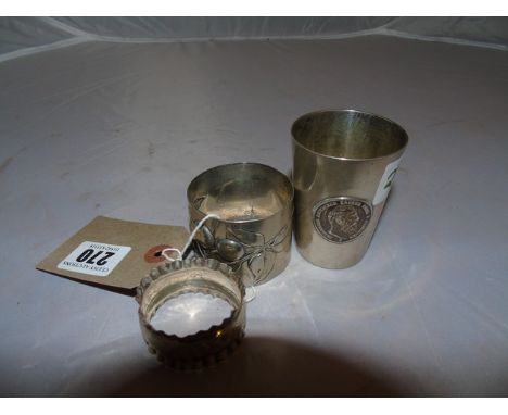 GERMAN SILVER BEAKER STAMPED 800  &amp;  TWO OTHERS EST[£20-£40]