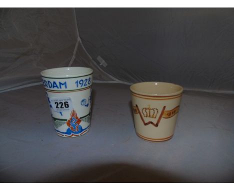 DUTCH OLYMPIC CERAMIC BEAKER 1928 AND DUTCH CROWN BEAKER 1948 EST[£30-£80]