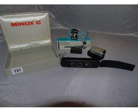 MINOX C SUBMINIATURE SPY CAMERA WITH FLASH ATTACHMENT,&amp; TRIPOD ADAPTOR IN BOX EST[£80-£120]