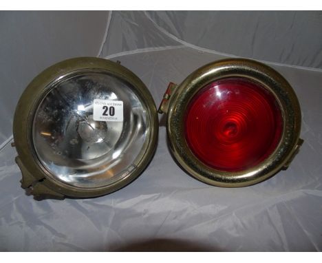 MILITARY MAZDA SPOT &amp; SIGNAL LAMP &amp; ONE OTHER BRASS LAMP EST [£20-£40]