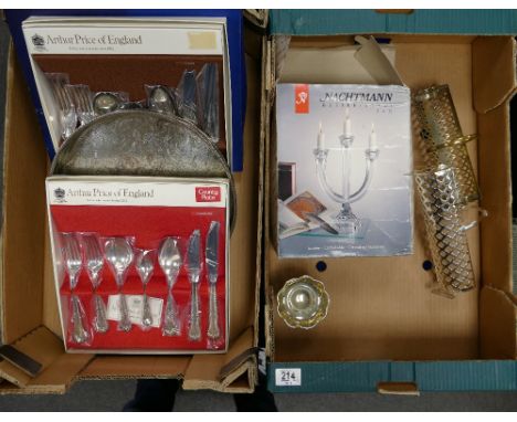 A mixed collection of items to include Royal Doulton branded cutlery place settings: similar silver plated boxed tray, simila