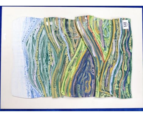 Jo Hearn Local Artist Abstract Ceramic Landscape Wall Plaque: frame size 60 x 43cm
