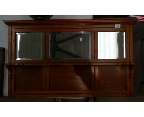 Light oak oval mantle mirror: with display shelf  57cm x 92cm