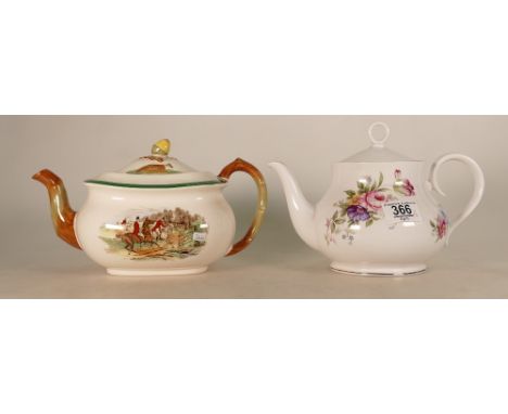 Spode Off to Draw Tea Pot: together with Mayfair branded floral decorated Teapot(2)