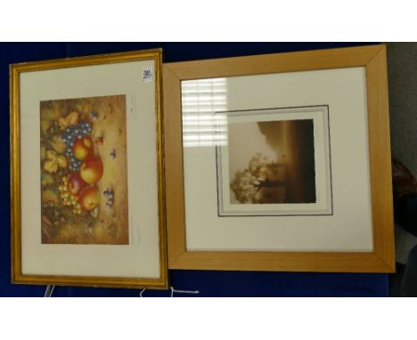 Limited Edition Royal Worcester Fruits Print titled Apples, Black Grapes &amp; Green Grapes: together with another limited pr