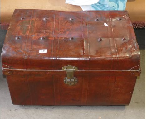 Scrumbled Brass locking Tin Trunk: