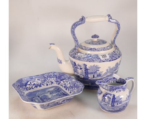 Spode Italian Design Large Novelty Teapot: together with similar water jug and deep dish(nip to teapot spout)(3)