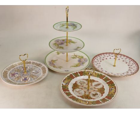 A collection of Ceramic Cake stands to include: Royal Doulton Glamis Thistle 3 tier item, together with 3 single tier Spode i