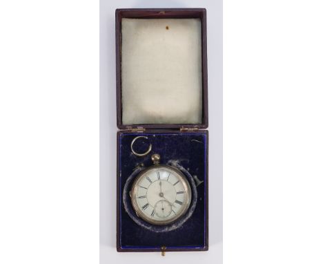 Silver pocket watch in box: makers J Jackson of Hanley.