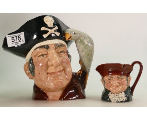 Royal Doulton large character jug Long John Silver D6335: and small Old Charley(2)