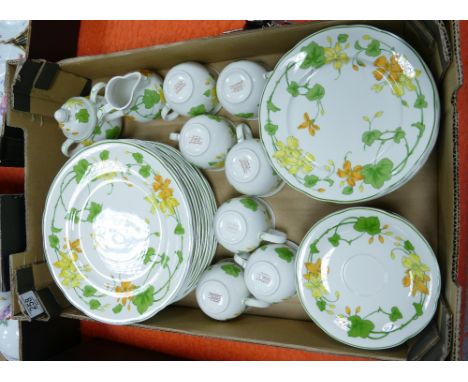 Vileroy &amp; Boch Geranium patterned tea and dinner ware to include: cups, saucers, dinner [plates, cream andd sugar bowls e