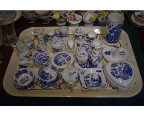 A Collection of Miniature Blue and White Coalport China to Include Tea Services, Tureens, Kettles, Trinket Boxes, Cups and Sa