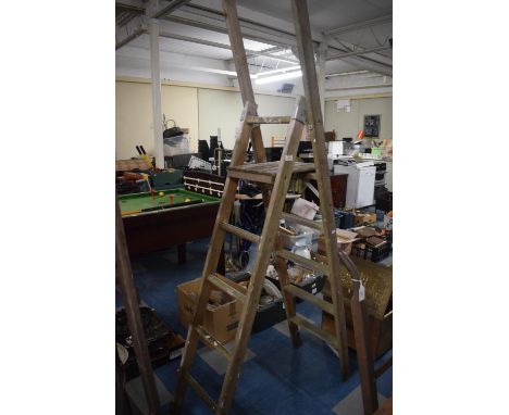 A Vintage Four Step Wooden Step Ladder 