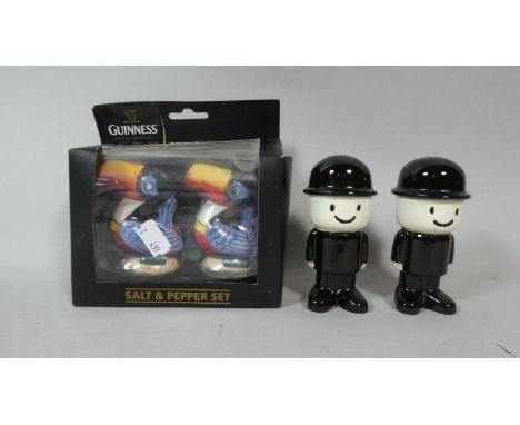 A Guinness Ceramic Salt and Pepper Set and Homepride Cruet 