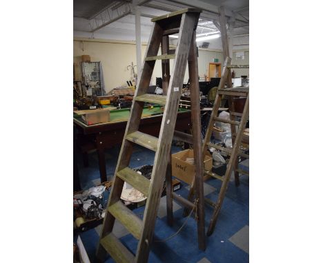A Vintage Six Step Wooden Step Ladder 