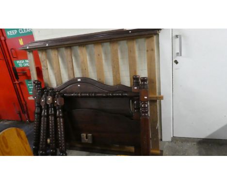 A Reproduction Stained Pine Four Poster Bed Frame, for 56" Mattress 