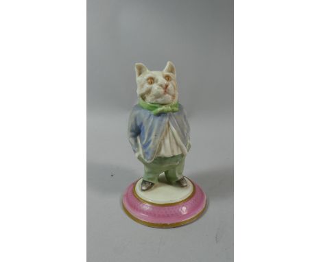 A c.1868 Royal Worcester Anthropomorphic Puss in Gents Clothing Figure with Removable Head, Believed to be a Match Holder, 12