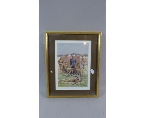 A Framed Military Print, Bisley, 15cm Wide 