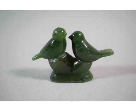 A Carved Jade Study of Two Love Birds 