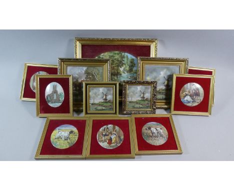A Collection of Twelve Framed Ceramic Plaques 