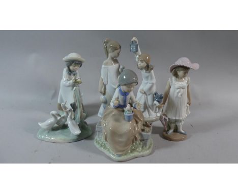 A Collection of Six Nao Figural and Bird Ornaments 