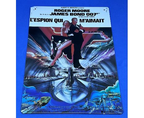 James Bond collectable French commemorative promo metal sign for the movie The Spy Who Loved ME. Good condition. We combine p