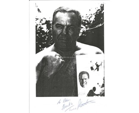 James Bond, Terry Mountain signed and dedicated 12x8 black and white photograph. Mountains first brush with James Bond was in