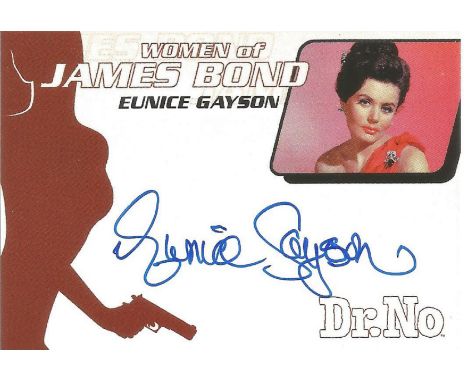 Eunice Gayson signed 4x3 Women of James Bond Dr No trading card. Eunice Elizabeth Sargaison 17 March 1928 - 8 June 2018, know