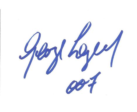 George Lazenby signed 5x3 white card. George Robert Lazenby born 5 September 1939 is an Australian actor, martial artist and 