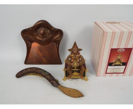 Art Nouveau crumb tray and an animated musical monkey. - Art Nouveau Copper Crumb Tray &amp; Brush - J S &amp; S Rd No. 38130