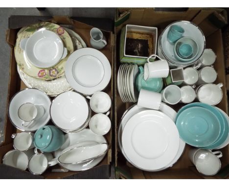Mixed ceramic table wares to include Wedgwood, Royal Goedewaagen and similar, two boxes, condition generally good to excellen