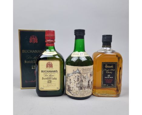 3 Bottles 12 Year Old Scotch Whisky to include:   Cadenhead's Putachieside 12 Year Old (Please note split plastic seal),  Har