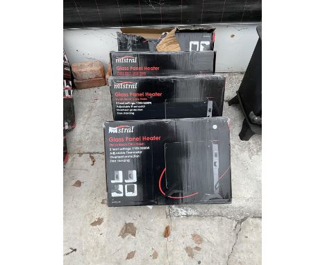 FOUR BOXED MISTRAL GLASS PANEL HEATERS 