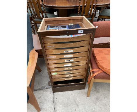 AN OFFICE STORAGE TEN DRAWER CHEST WITH ROLLER SHUTTER (NO TOP) 