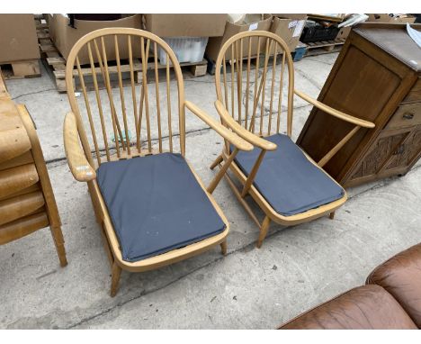 TWO ERCOL SPINDLE BACK FIRESIDE CHAIRS 