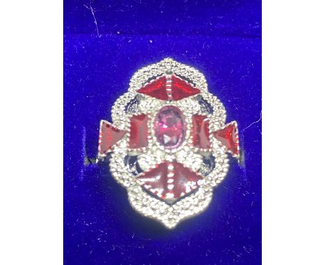 A RED KITE ART DECO STYLE DRESS RING SIZE K WEIGHT 5.78 GRAMS 
