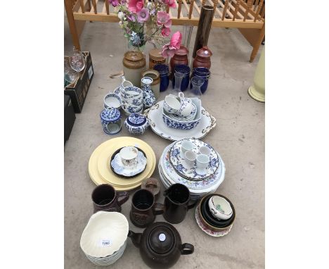 AN ASSORTMENT OF CERAMIC WARE TO INCLUDE VASES,CUPS AND PLATES ETC 