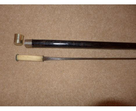 A LATE 19TH CENTURY SWORD STICK, 71CM BLADE, WITH HOLLOW STICK CONTAINER 